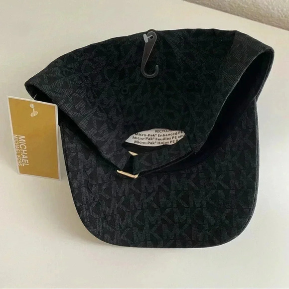 Michael Kors Printed MK Logo Adjustable Baseball Cap Hat Black Monogram NEW main image 5